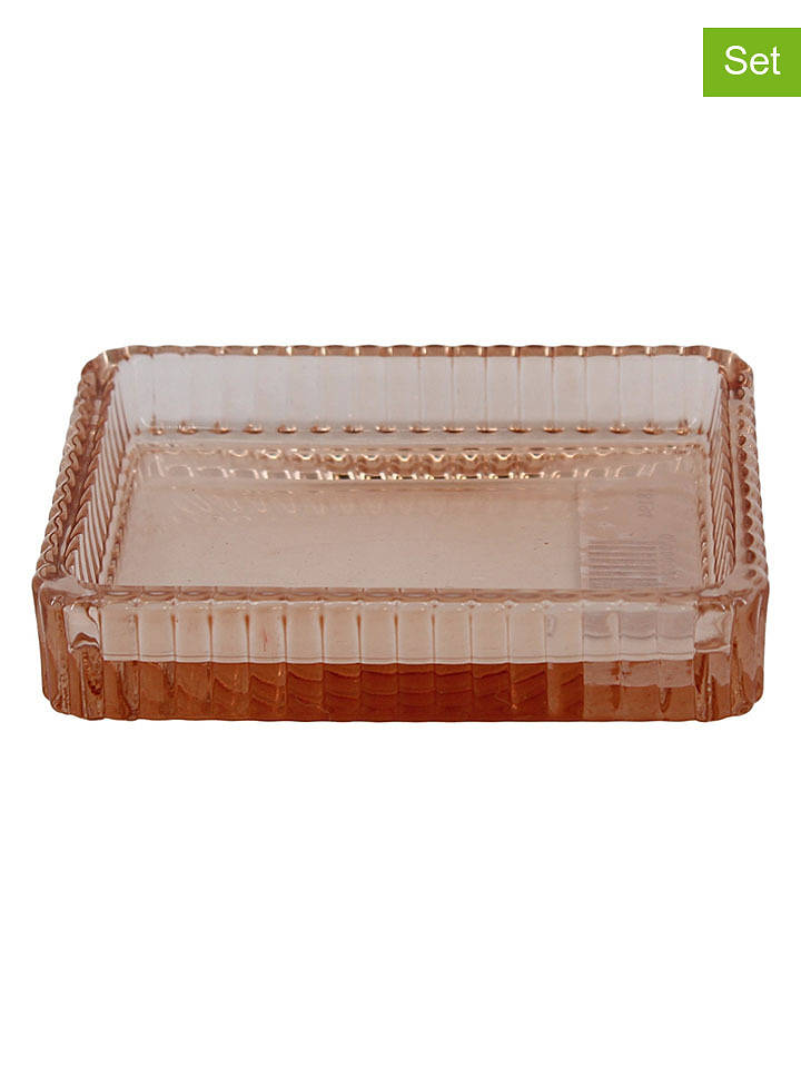 Azao 2er-Set: Seifenschalen ''Elisabeth'' in Rosa - (B)10 x (H)2 x (T)7,8 cm - onesize
