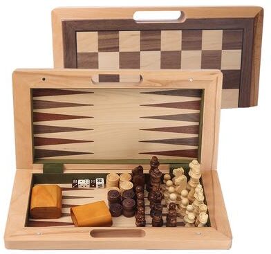 GSE Games & Sports Expert "GSE™ 16"" Classic 3-in-1 Wooden Folding Chess, Checker and Backgammon Board Game Combo Set"