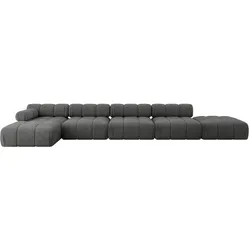 ECKSOFA modulares Sofa Lizur-L3 - 475x160x70 cm Dunkelgrau Velours