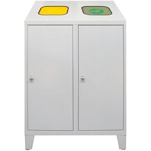 ADB Mülleimer 45443, lichtgrau, aus Metall, 2 x 120 Liter