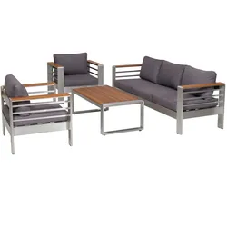 Merxx Nestos Lounge Set 2 Sessel, 1 Bank, 1 Tisch, Aluminium/Foliert