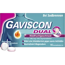 GAVISCON DUAL Waldfruchtgeschmack - Bei Sodbrennen 16 St Kautabletten