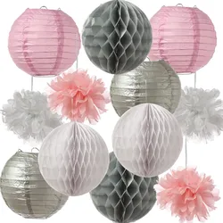 MARELIDA Partyset Papierdekoration 12-teilig Geburtstag Hochzeit Feier Partydeko