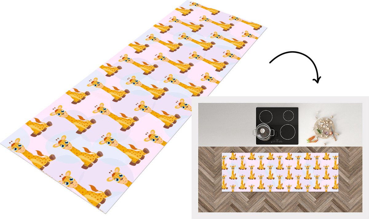 KitchenYeah Keukenloper Giraffe Patroon Vinyl B/D: 180 x 60 cm