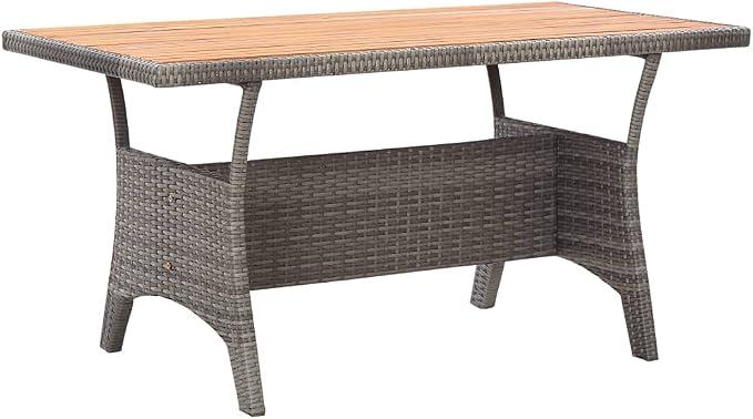 Gartentisch Grau 120x70x66 cm aus Akazienmassivholz wetterfest Outdoor Tisch für Balkon Terrasse Camping Picknick stabil robuste Ablage