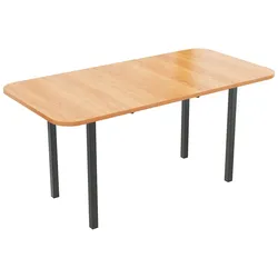 Merax Ausziehbarer Esstisch 120-160x80 cm für 4-6 Personen, MDF-Tischplatte & Legierungsgestell, Eiche-Optik