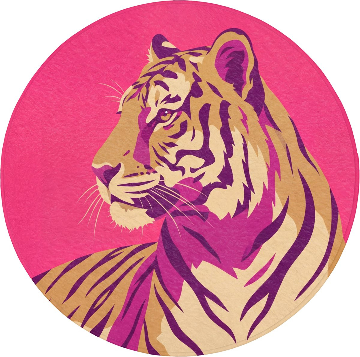 OnlyWow WC mat rond 70x70 cm - Tijger - Neon - Antislip