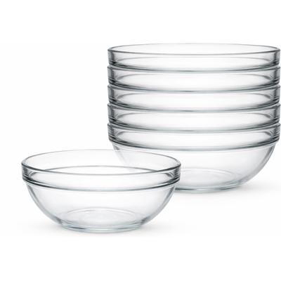 Schale VAN WELL "Chefs, 6 Stück", transparent, H:8,7cm Ø:20cm, Glas, Schüsseln, Schale, stapelbar, spülmaschinen- und mikrowellengeeignet
