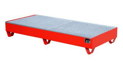 Stahl-Auffangwanne mit Gitterrost, 1800 x 800 mm, rot RAL 3000