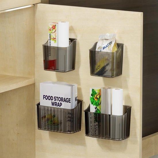 Unyqoos Set van 4 Zelfklevende Transparante PET Opbergboxen van Plastic