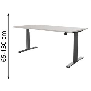 fm-Büromöbel Schreibtisch fouraction lichtgrau / anthrazit, elektrisch höhenverstellbar, 180 x 65-130 x 80 cm