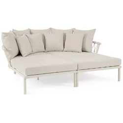 2er-Set Gartendaybed Lanai - Aluminium & Seilgeflecht, Camel Sand, inkl. Kissen