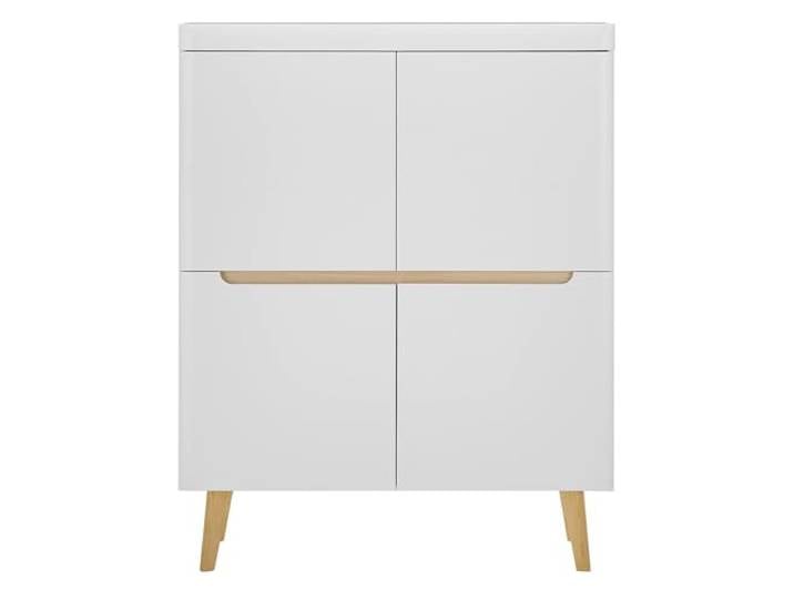 Lomadox Wohnzimmer, Esszimmer Highboard, Anrichte in Weiß Matt mit Eiche