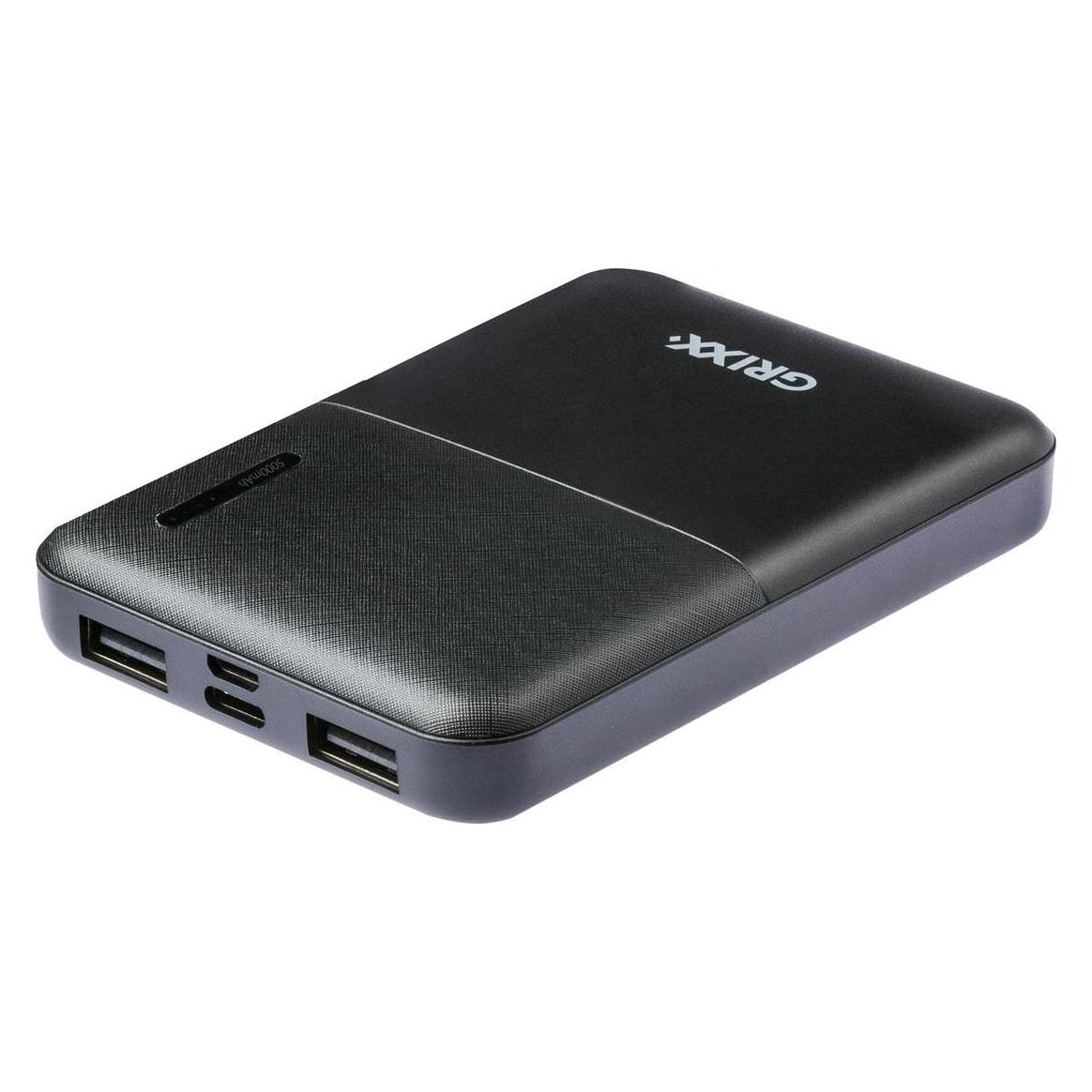 Grixx Powerbank 5000mAh Micro USB & USB-C Black (5000 mAh) (GREXTBP50B01)