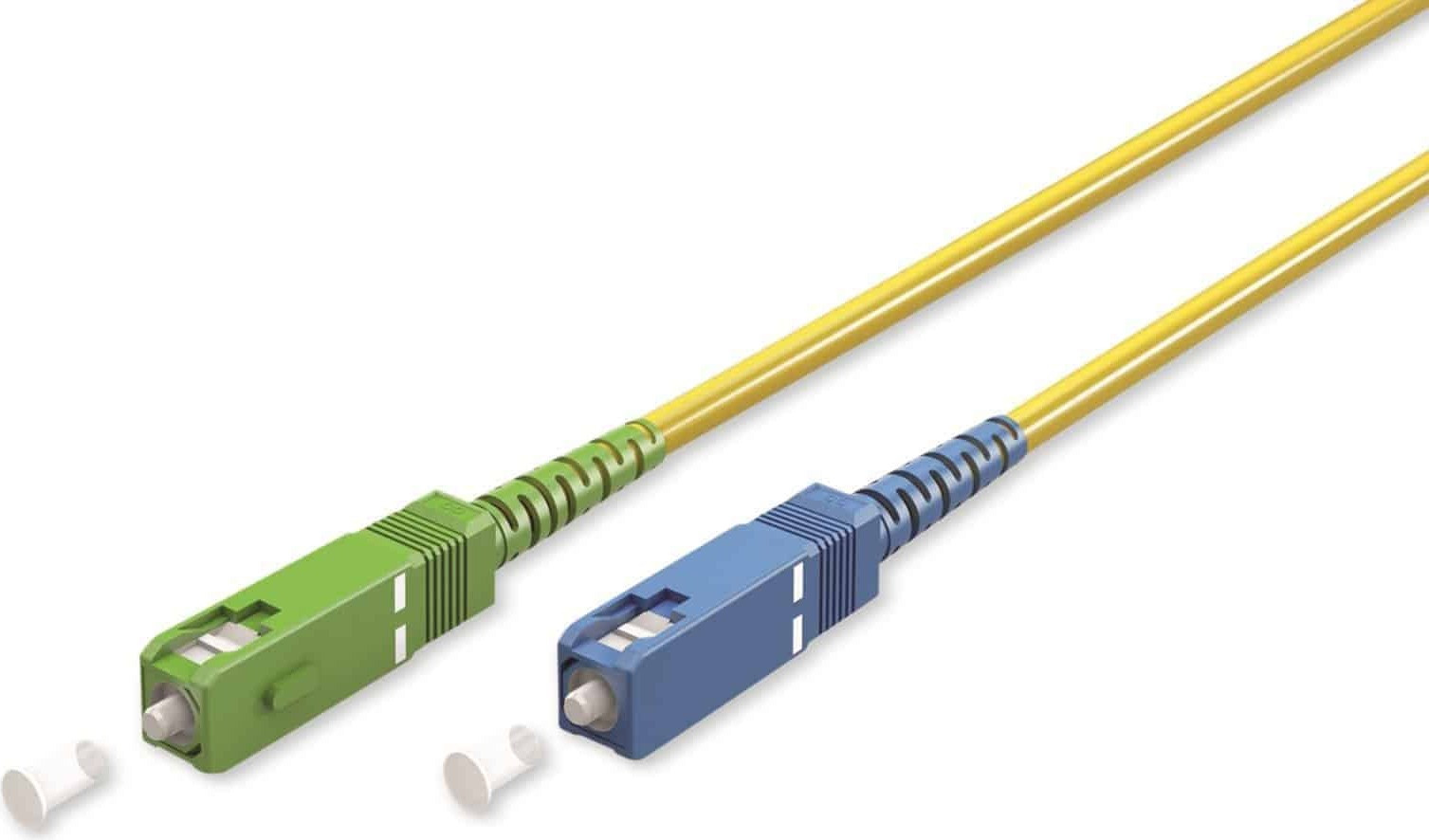 Goobay 59658 Glasvezelkabel FTTH single-mode OS2 geel simplex SC-APC naar SC-UPC 1 meter
