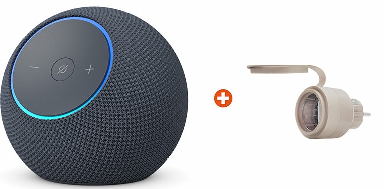 Bundle: Amazon Echo Dot Max (2025) WLAN- und Bluetooth-Lautsprecher mit Alexa Graphit + Shelly Plug & Play Outdoor Plug S Gen3 Z