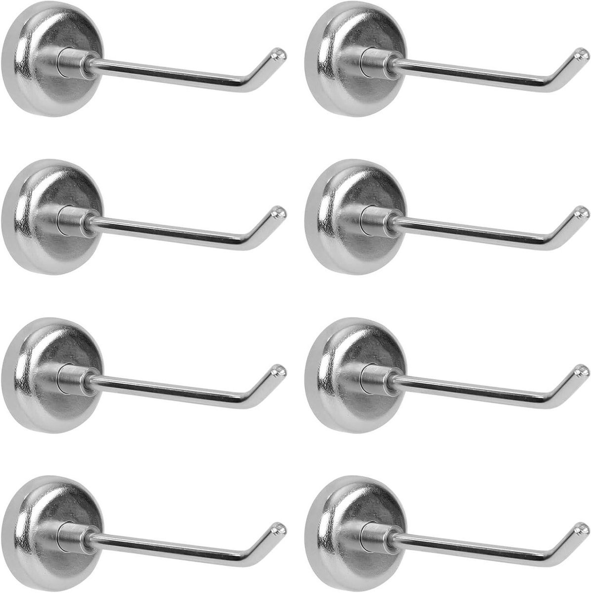 Cruiseship Essentials Set van 8 Robuuste Magnetische Haken in Zilver