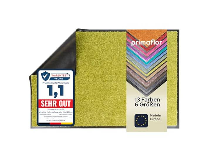 Primaflor Schmutzfangmatte Clean 90 x 150 cm Grün Fußmatte, 9 mm hoch, saugstarke Polyamid Oberfläche, Cfl-s1, Türmatte für Eingang und Flur