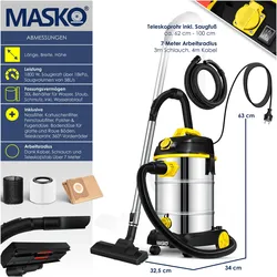 Masko, Industriestaubsauger, Industriestaubsauger Staubsauger Nass Trocken Sauger Edelstahl (Nass-Trockensauger)