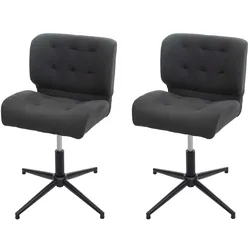 Mendler 2er-Set Esszimmerstuhl HWC-H42, Drehstuhl Stuhl, höhenverstellbar drehbar ~ Stoff/Textil dunkelgrau, Fuß schwarz