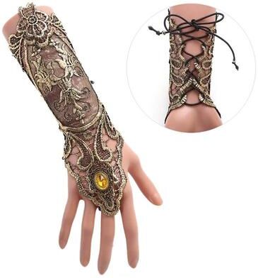 Uplifted Finds Gothic Steampunk Lace Fingerless Glove Arm Warmer Gothic Steampunk Lace Fingerless Glove Arm Warmer