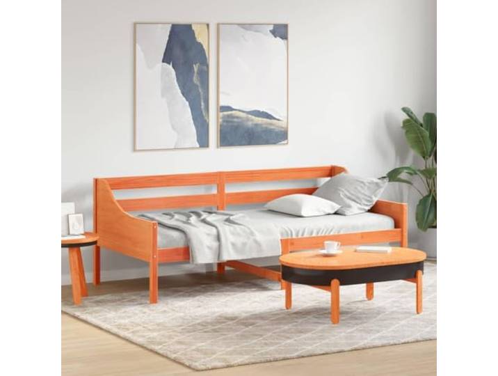 Massives Kiefernholz Tagesbett mit Schutzgittern 80x200 cm Braun Tagesbett ohne Matratze Wachsbraun 80x200 cm Massivholz Kiefer Schlafsofa mit Schutzgitter für Wohnzimmer Schlafzimmer