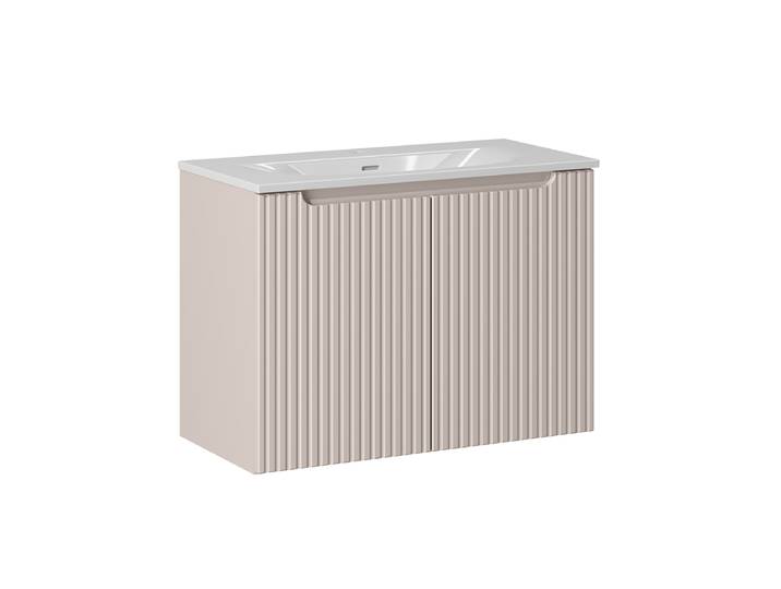 Meuble simple vasque encastrée 80cm 2 portes Riva Cachemire