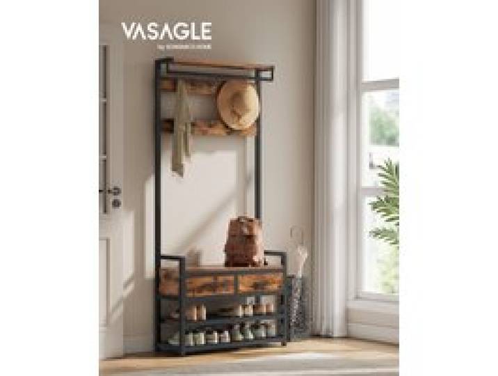 VASAGLE kapstok, scheidbaar ontwerp, kapstok met schoenenbank