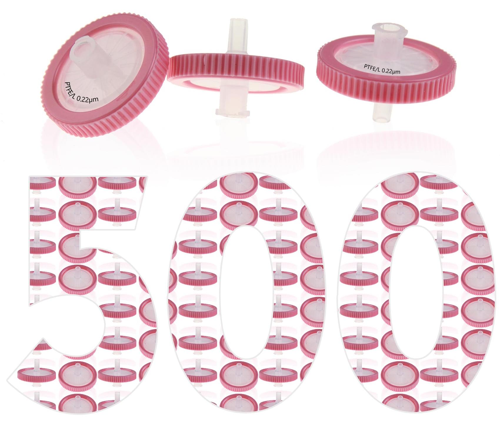 PTFE-Spritzenfilter, hydrophil, 0,22 μm, 25 mm, 500 Stück