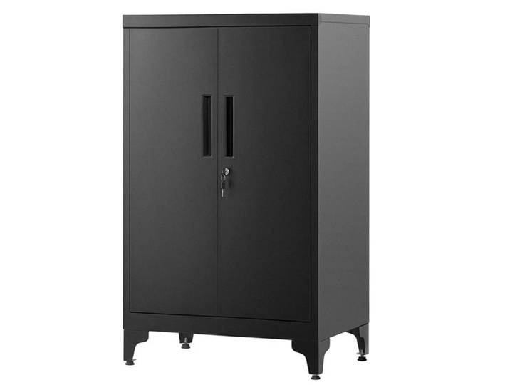 Caisson de bureau - HELLOSHOP26 - Armoire à 2 portes - Métal noir - Dimensions 40x60x90 cm - Verrouillable