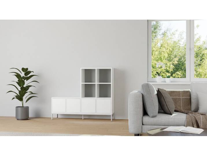 Asymmetrischer Schubladenschrank MDF Beschichtet MDF Weiß matt