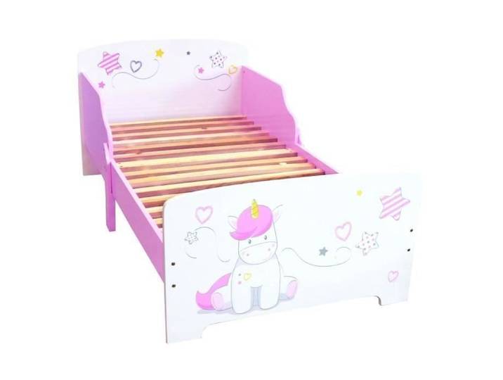Lit esthétique Licorne - CIJEP - Structure en MDF - Rose - Bois - Panneaux de particules