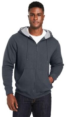 Harriton M711T Tall ClimaBloc Lined Heavyweight Hooded Sweatshirt in Dark Charcoal size XL/Tall   70% cotton, 30% polyester