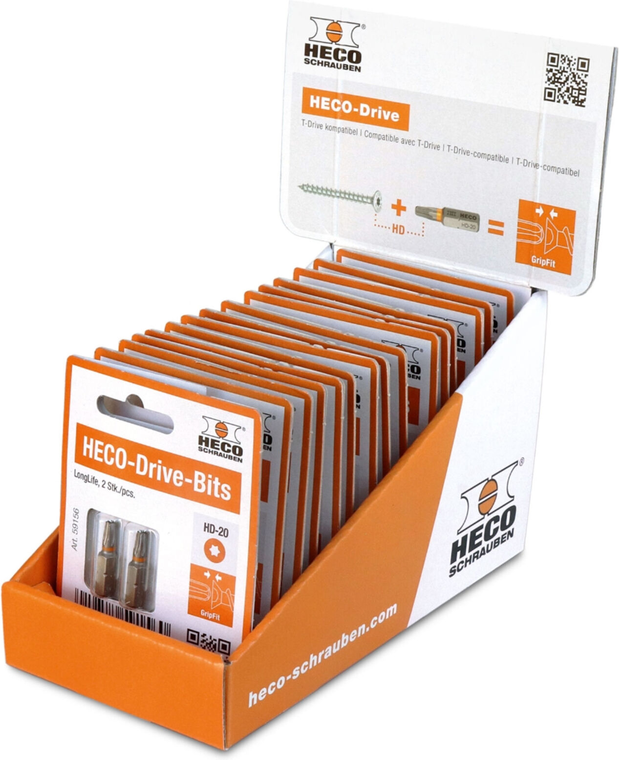 HECO Blister-Tray, HD-20, orange, 15 Blister mit jeweils 2 Bits (62498)