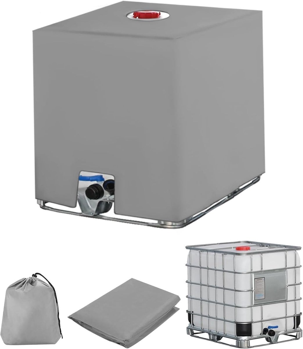 Famanu IBC tankdeksel voor 1000L regenwatertank met UV-beschermfolie, grijs
