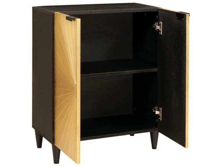KLGBNCVE Sideboard Schwarz Gold 60 x 33 x 75 cm Massivholz Mango Rechteckiges Design, Schwarz-Gold-Lackierung, viel Stauraum, mehrere Fächer, Ess- und Wohnzimmer, pflegeleicht