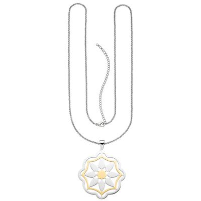 Kette mit Anhänger JOBO "Blume 54 mm", silber (edelstahlfarben), Halsketten, Damen, Edelstahl, L: 80, Edelstahl bicolor 80 cm
