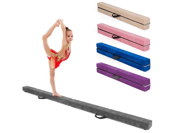 210 cm Opvouwbare Evenwichtsbalk Draagbare Vloer Balans Balk met Handvatten Extra Stevig Gymnastiek Materiaal Grijs