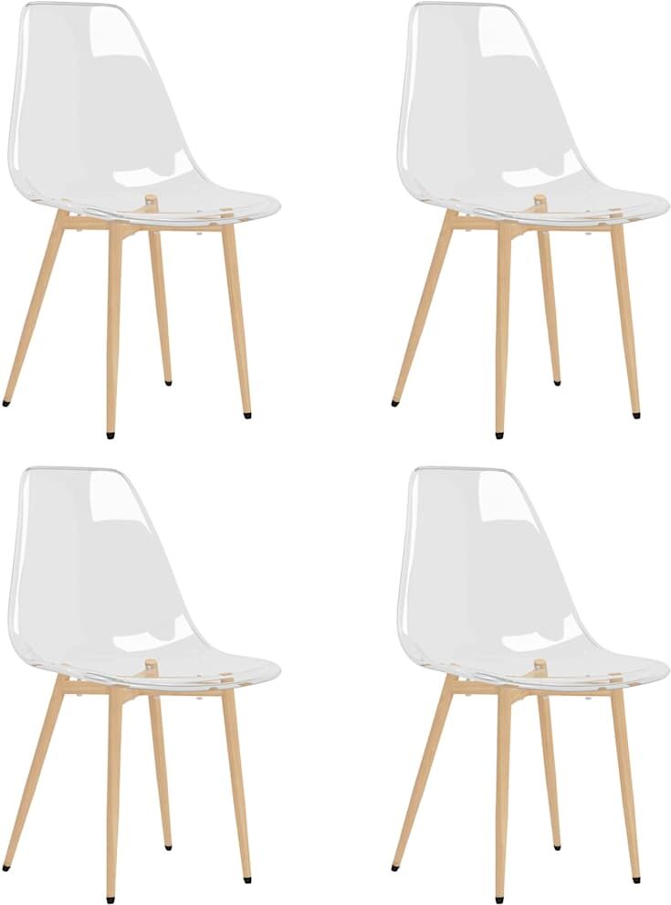 vidaXL Chaises à manger lot de 4 Transparent PET