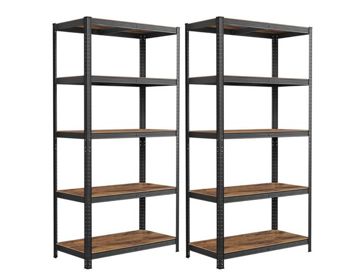 Lot de 2 étagères de rangement à 5 tablettes 45 x 90 x 180 cm noir