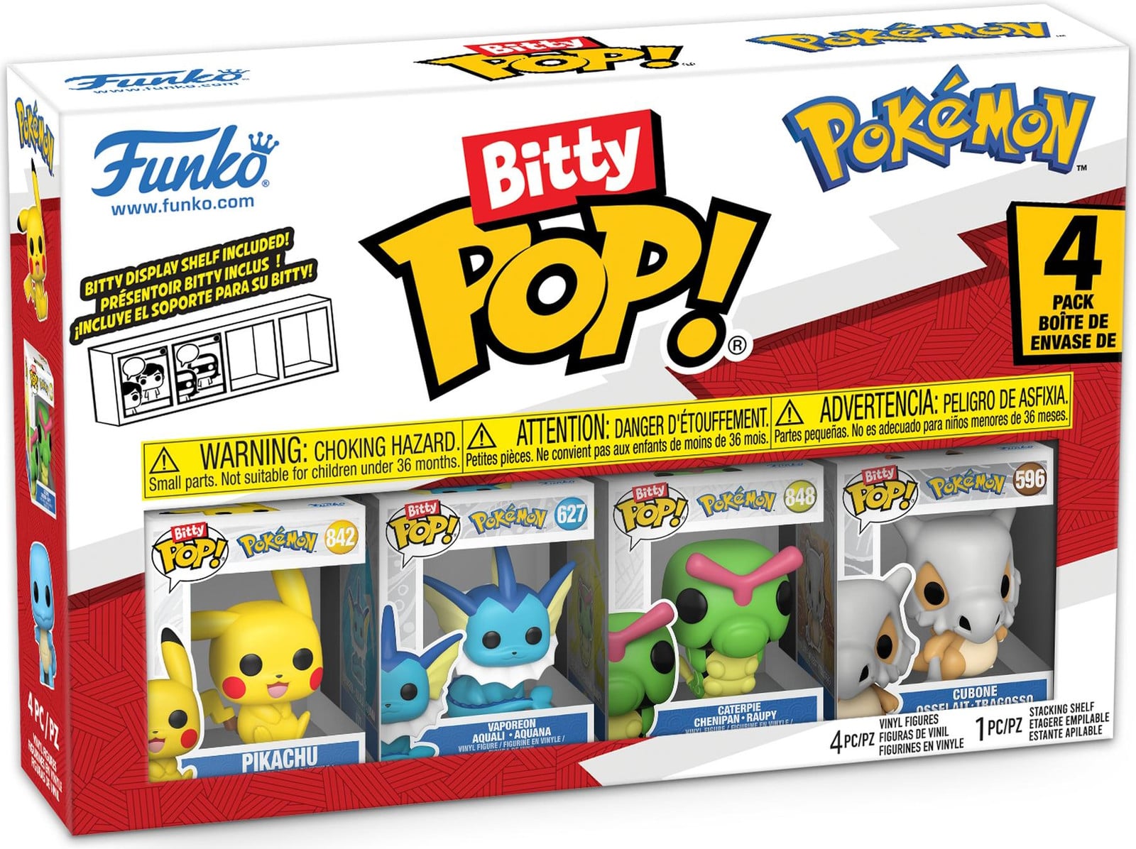 Funko Bitty Pop! Pokémon Pikachu, Aquana, Raupy en Tracosso