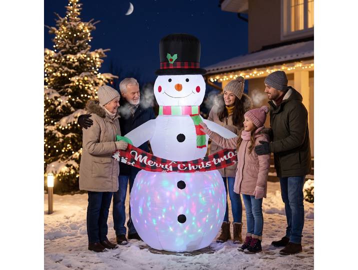 Outsunny Bonhomme de Neige Gonflable 205cm LED Musique Jardin Patio
