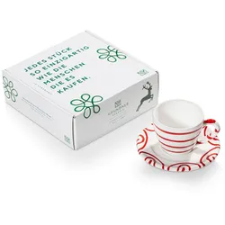 Gmundner Keramik Rotgeflammt  Espresso für Dich/2tlg.im Geschenkk.