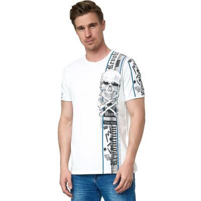 T-Shirt RUSTY NEAL, Herren, Gr. S, weiß, 100% Baumwolle, bedruckt, normal, Rundhals, Shirts T-Shirt, im verwaschenen Look
