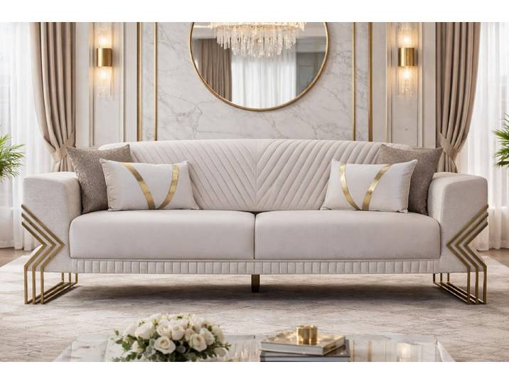 JVmoebel 3-Sitzer Moderner Beiger 3-Sitzer Elegante Polstercouch Stilvolles Textilsofa, 1 Teile, Made in Europa