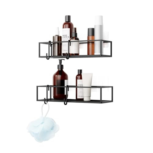 Umbra Cubiko Doucherek Set van 2, Zwart, Metaal, Zelfklevend
