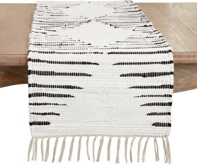 "Saro Lifestyle Artisanal Diamond Chindi Table Runner - 16""x72"""