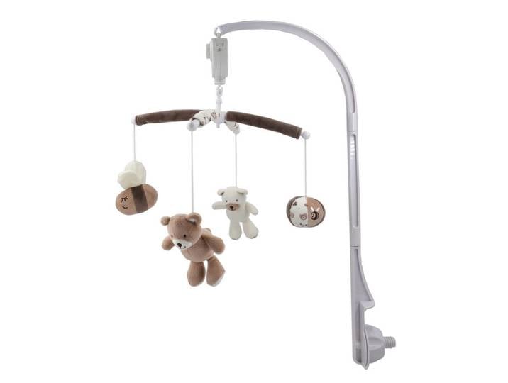 Patinio Mobile, Braun, Creme, Beige, Kunststoff, Textil, Füllung: Polyester, EN 71, Geräuscheffekte, Gute-Nacht-Musik, Schlafen, Babyeinschlafhilfe, Babymobile