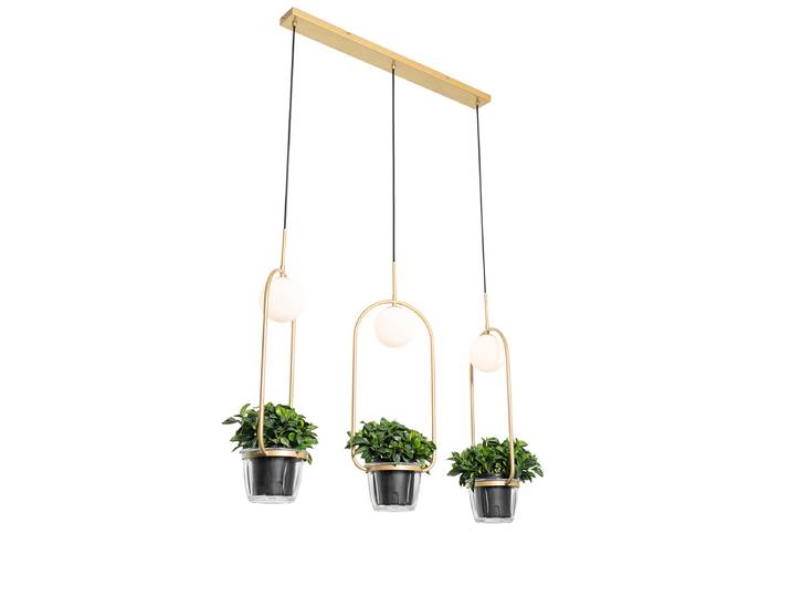 Suspension Art déco dorée avec verre blanc 3 lumières - Isabella