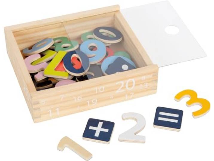 small foot houten magneetdoosje, met 40 onderdelen om te leren rekenen en getallen, voor kinderen vanaf 3 jaar, 10731